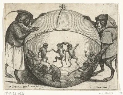 Twee apen houden een wereldbol