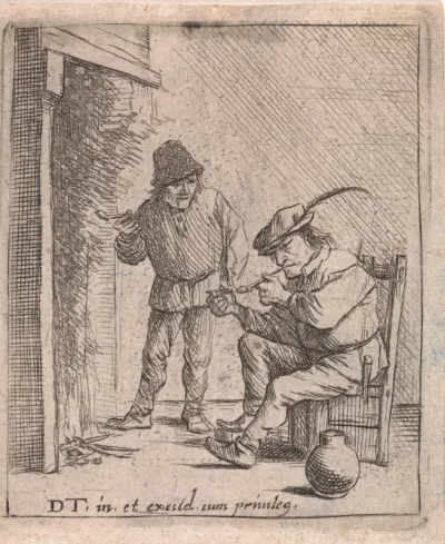Twee boeren bij de haard