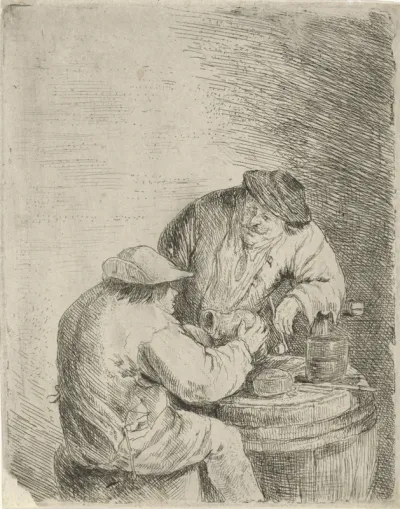 Twee boeren bij een ton