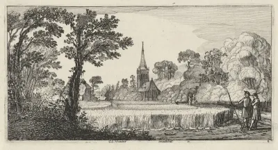 Twee boeren voor een graanveld nabij Castricum