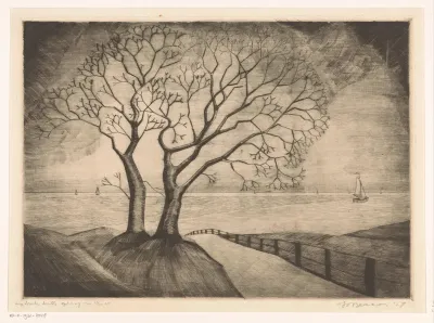 Twee bomen aan de kust
