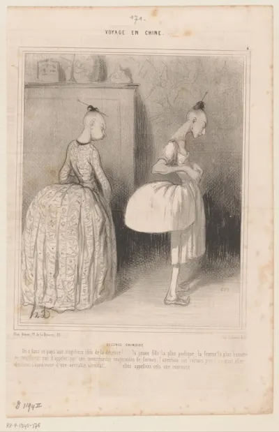Twee Chinese vrouwen in Franse jurken