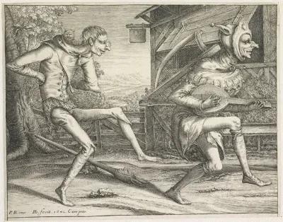 Twee dansende zotten