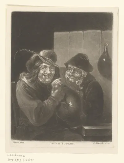 Twee drinkende mannen in een herberg