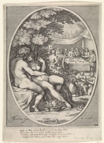 Twee elkaar liefkozende goden