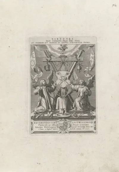 Twee engelen tonen de passiewerktuigen van Christus.