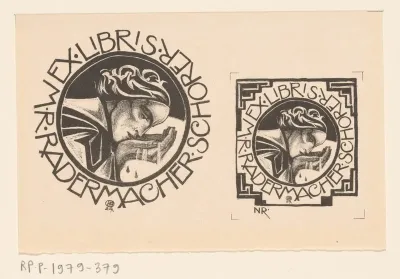 Twee ex libris van M.R. Radermacher Schorer