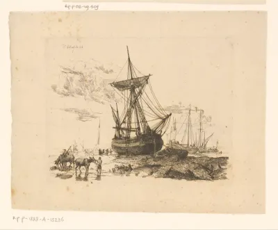Twee ezels bij een schip aan land