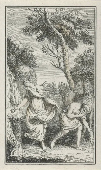 Twee figuren bij een beek