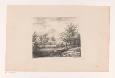 Twee figuren in een landschap