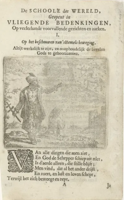 Twee figuren kijken naar een hemellichaam