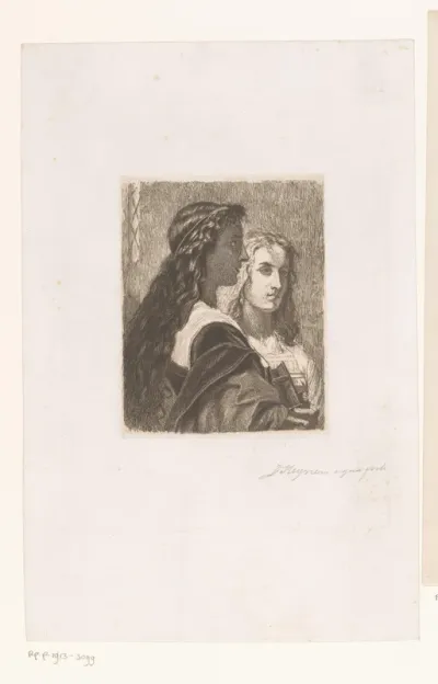 Twee figuren, mogelijk Romeo en Julia