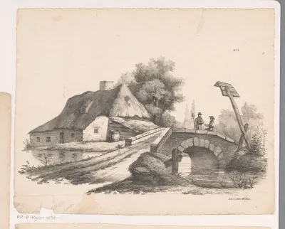 Twee figuren op een brug