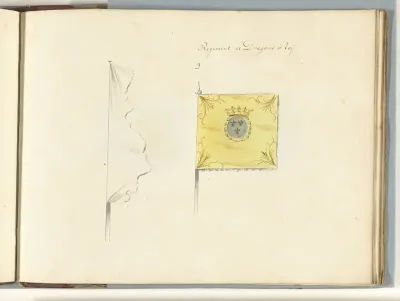 Twee Franse standaarden, één in flarden, veroverd in de slag bij Malplaquet, 1709