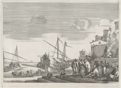 Twee galeischepen in de haven van Livorno