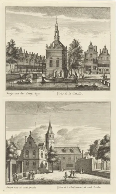 Twee gezichten op Alkmaar met het Accijnshuis en de Oude Doelen