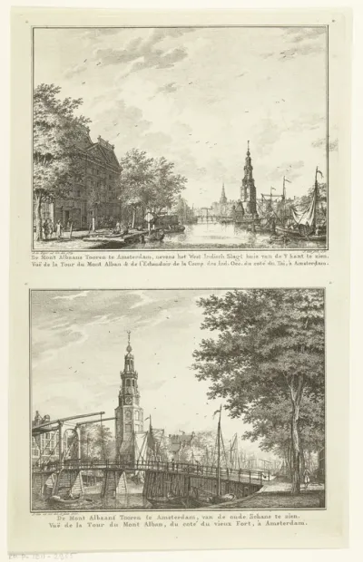 Twee gezichten op de Montelbaanstoren te Amsterdam