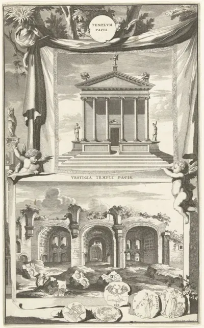 Twee gezichten op de Vredestempel in Rome