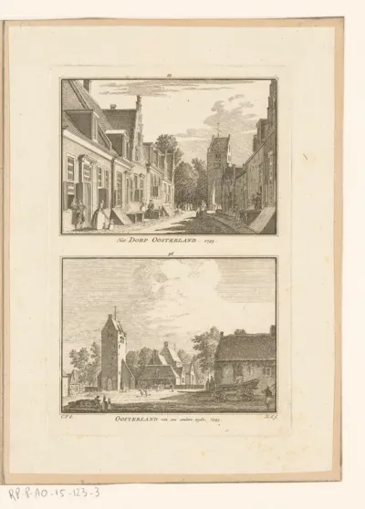 Twee gezichten op het dorp Oosterland, 1745