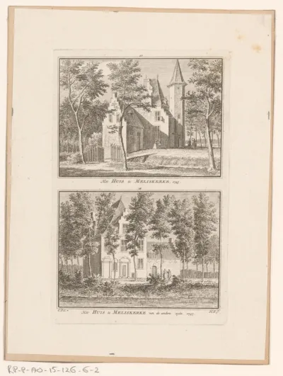 Twee gezichten op Huis te Meliskerke, 1745
