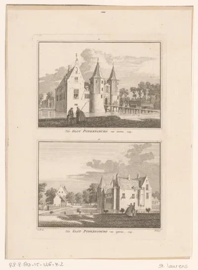 Twee gezichten op Kasteel Popkensburg, 1743