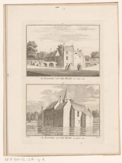 Twee gezichten op Kasteel Ter Hooge, 1743