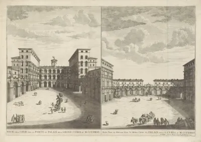 Twee gezichten op Palazzo Montecitorio te Rome