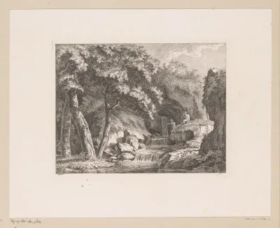 Twee herders bij een waterval