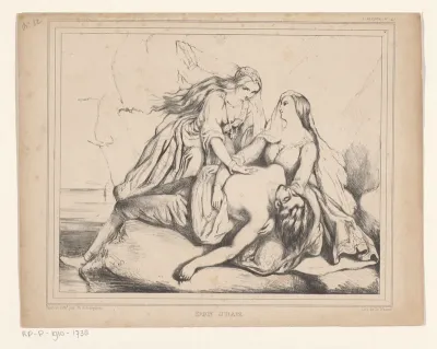 Twee jonge vrouwen bij het lichaam van Don Juan