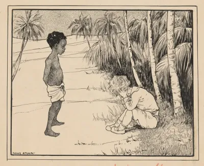 Twee jongens in een woestijnlandschap