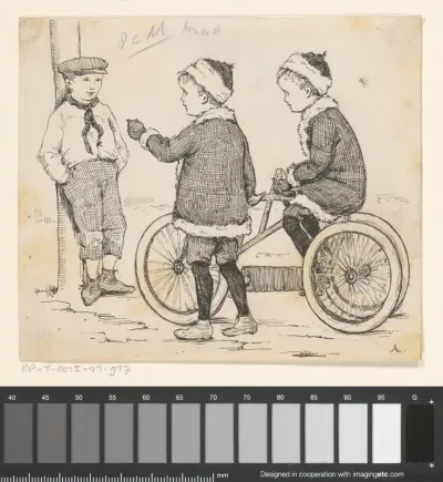 Twee jongens met een driewieler