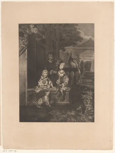 Twee kinderen en een bediende