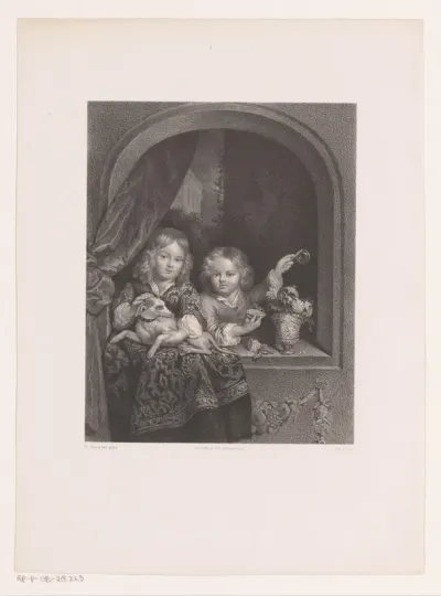 Twee kinderen in een venster