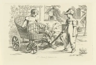 Twee kinderen met een kinderwagen
