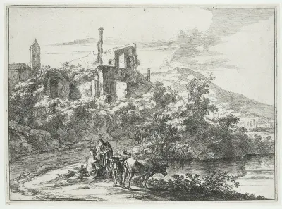 Twee koeien bij het water bij Tivoli