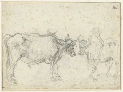 Twee koeien en een herder