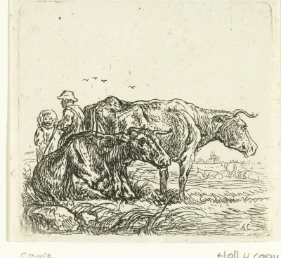 Twee koeien en herders