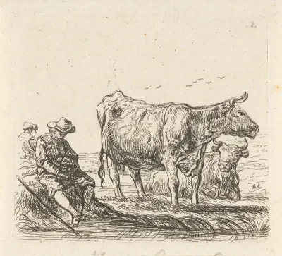 Twee koeien met twee herders