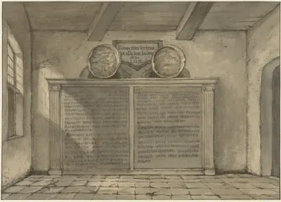 Twee koperen bekkens in de kerk te Loosduinen