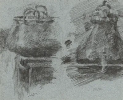 Twee koperen potten (verso)