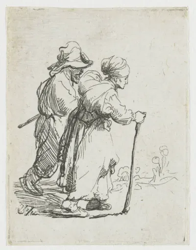 Twee landlopers, man en vrouw