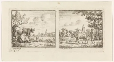 Twee landschappen met koeien