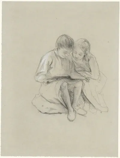 Twee lezende kinderen