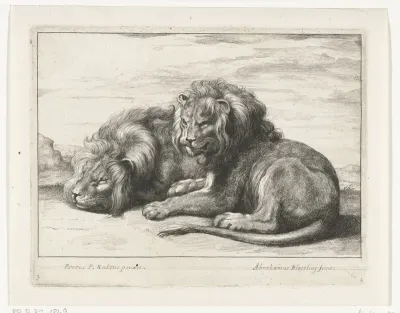 Twee liggende leeuwen