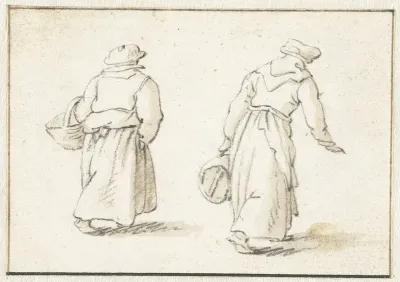 Twee lopende vrouwen, op de rug gezien