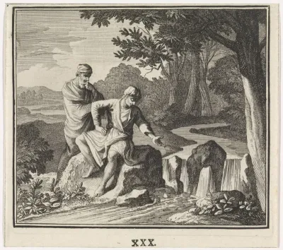 Twee mannen bij een beek