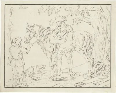 Twee mannen bij een paard