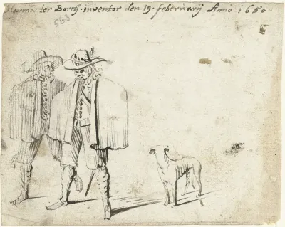 Twee mannen die een cape dragen en een hond
