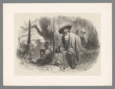 Twee mannen en twee vrouwen in een bos