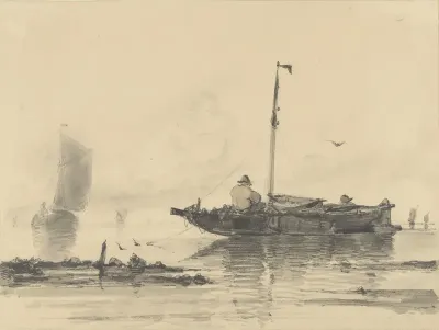 Twee mannen in een bootje op kalm water